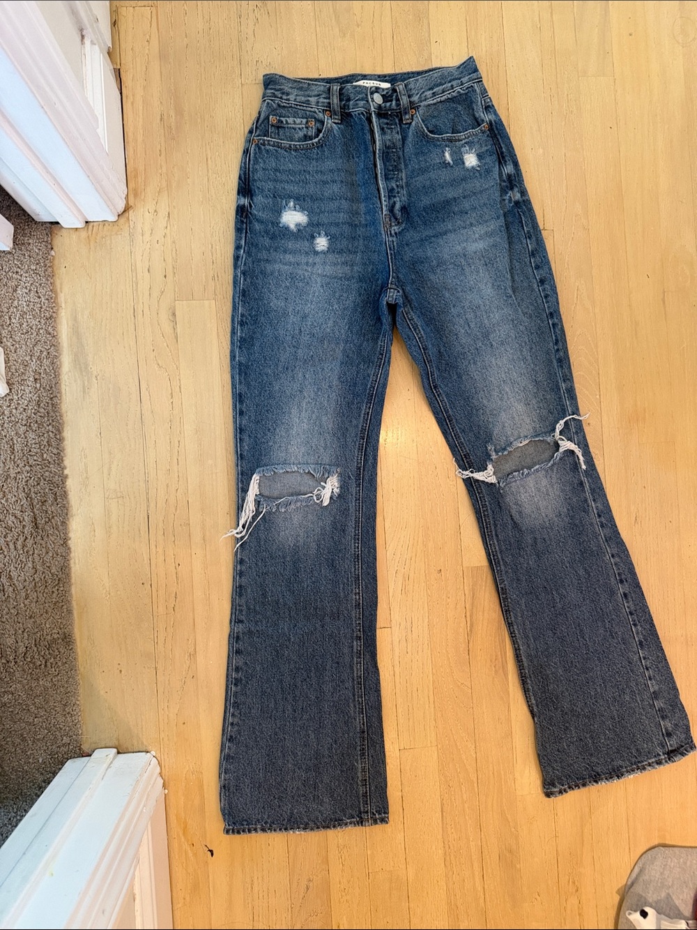 PacSun Women's Boot Cut Ripped Jeans — Medium Wash Blue